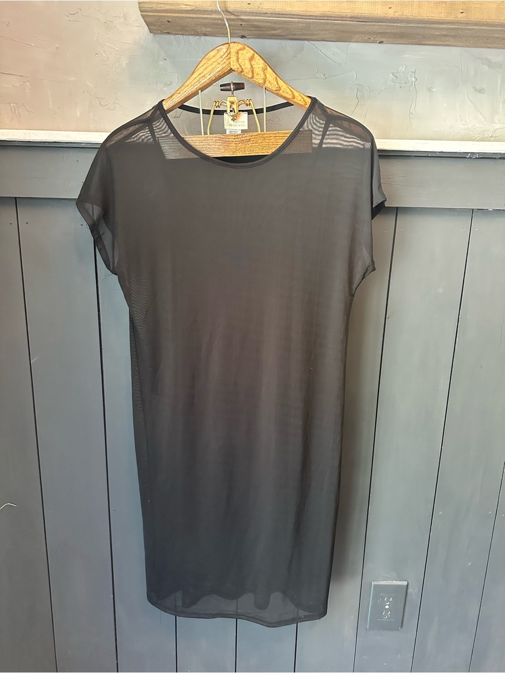 Vintage 90's Look Women's Slip Dress with Sheer Mesh Mini Cover up size M